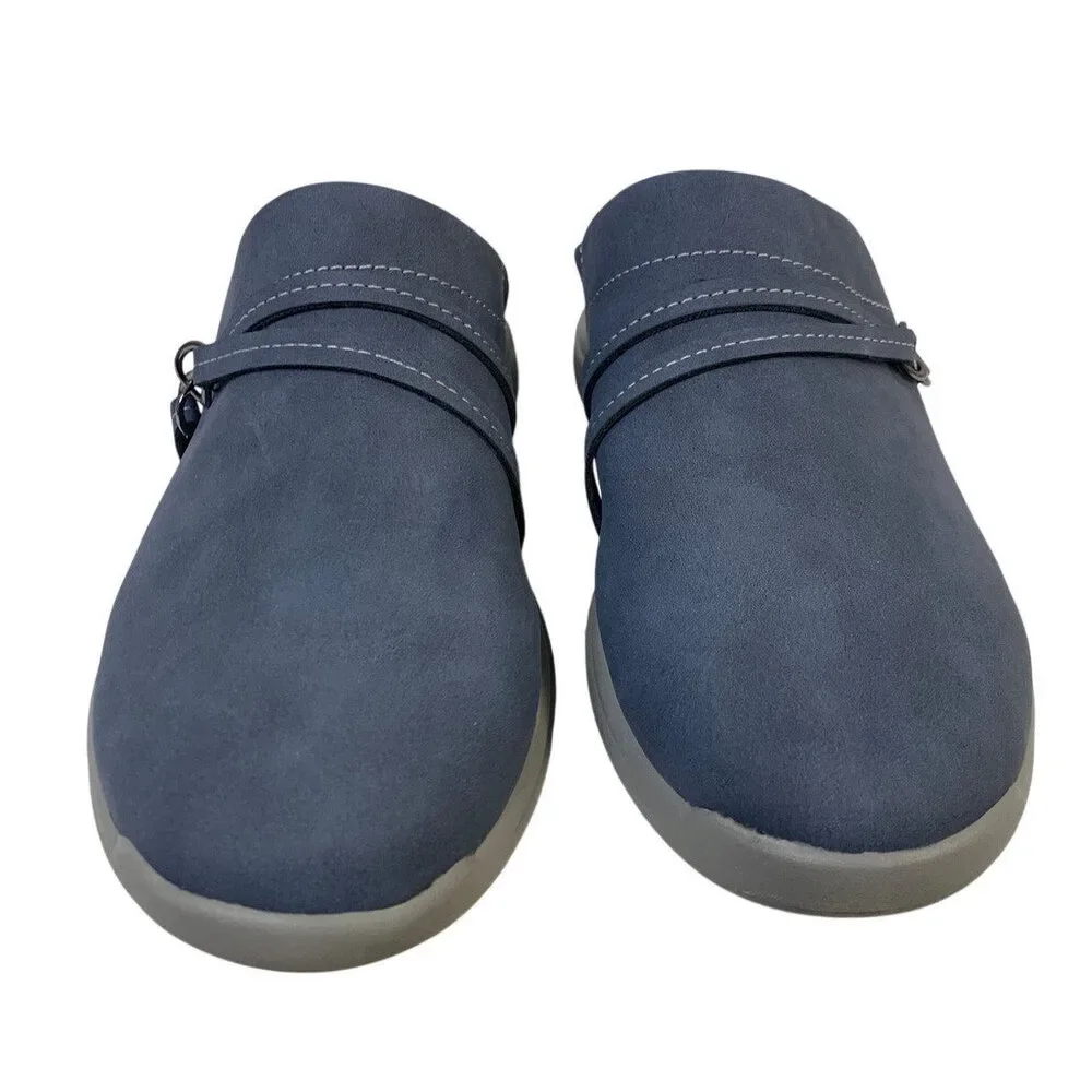 JSport Womens Size 7 Blue Faux Leather Gina Slip On Memory Foam Sneaker Shoes
